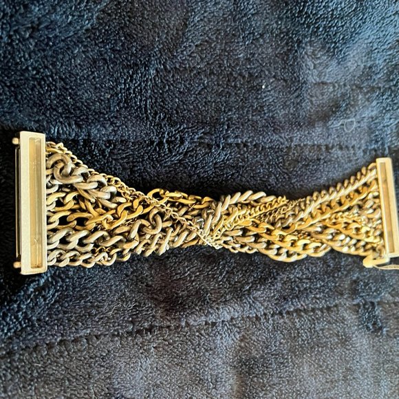 LOFT - Thick Gold and Silver Chain Bracelet with Magnet Closure - Picture 4 of 4